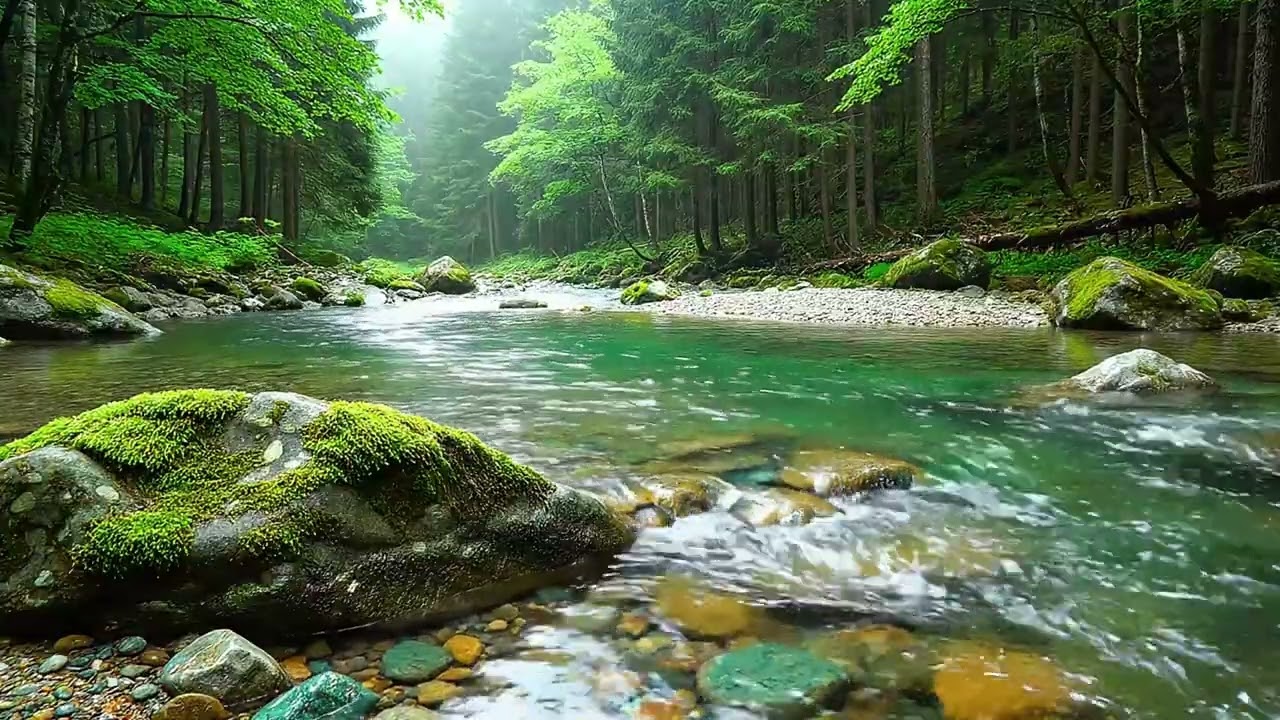 Peaceful Forest River Ambience for Deep Sleep, Relaxing Nature ASMR Sounds
