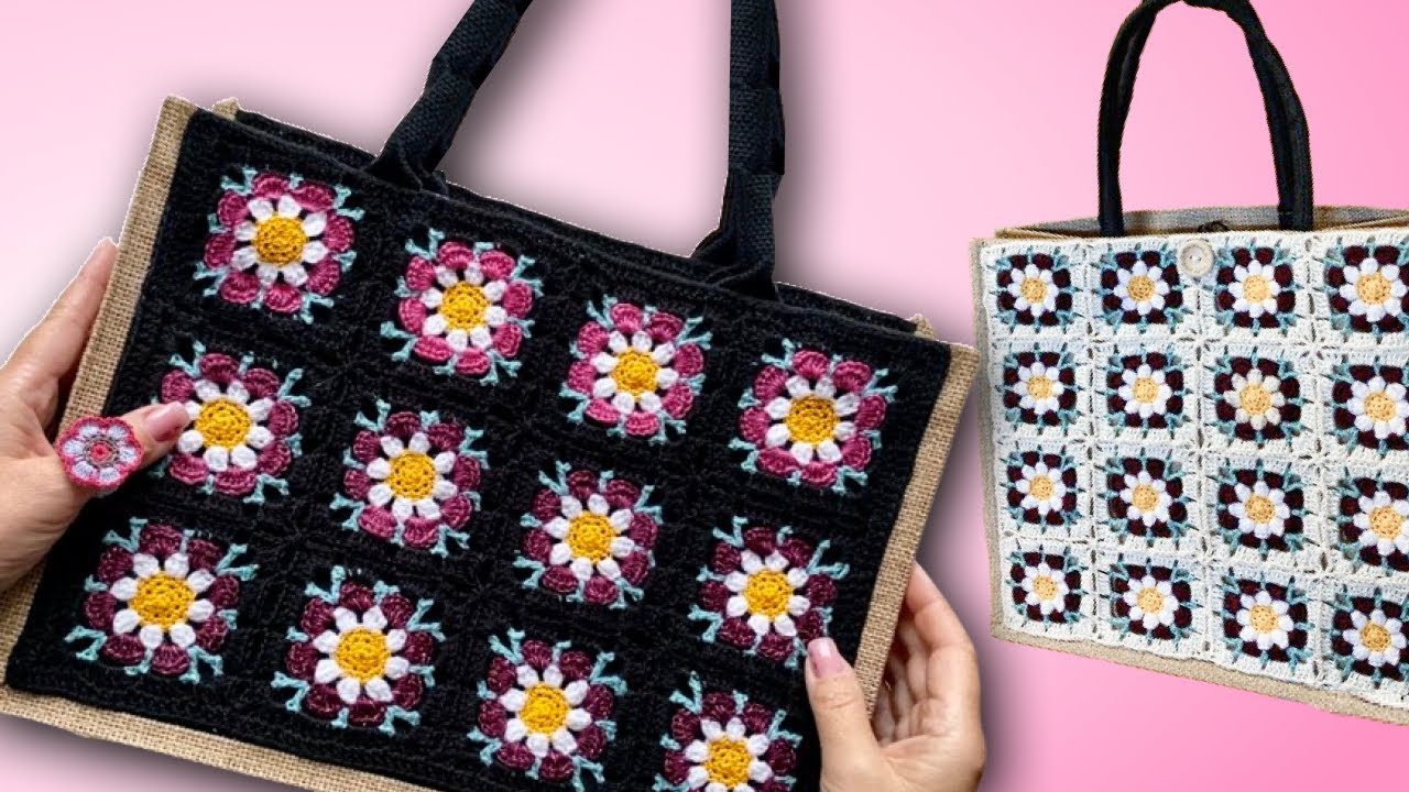 BOLSO DE FLORES SILVESTRES A CROCHET - PERSONALIZA UN BOLSO Y HAZLO ÚNICO Y EXCLUSIVO