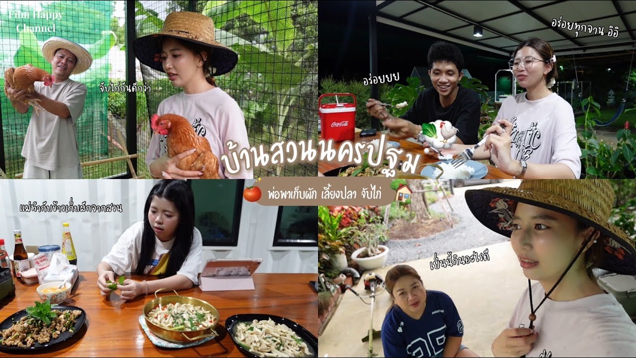 ฟิล์มไปหาพ่อแม่ที่บ้านสวน จับไก่ เก็บผัก 🐓🍅🏡  Film Happy Channel