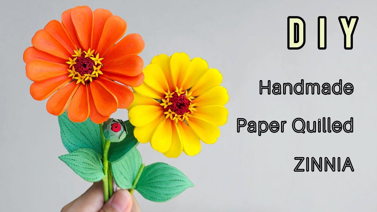 How To Make Realistic Paper Quilling Zinnia #paperquilling #diy #papercraft