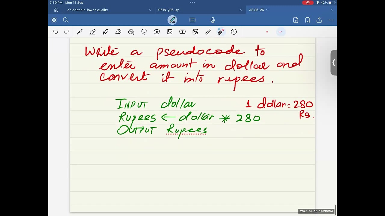 COMPUTER SCIENCE 9618 - Pseudocode Sequence and Selection | Class 3