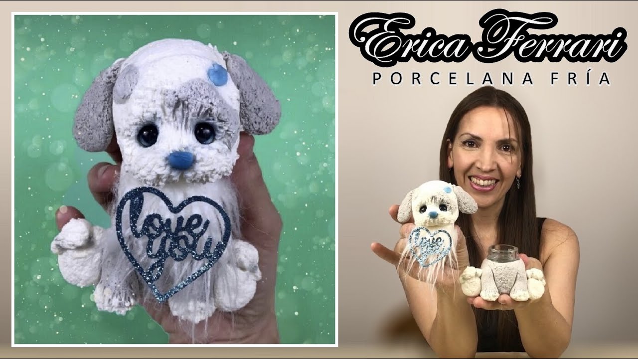 Cómo Hacer UN FRASCO DECORADO COMO PERRO | Erica Ferrari Porcelana Fría | Tutorial Fácil