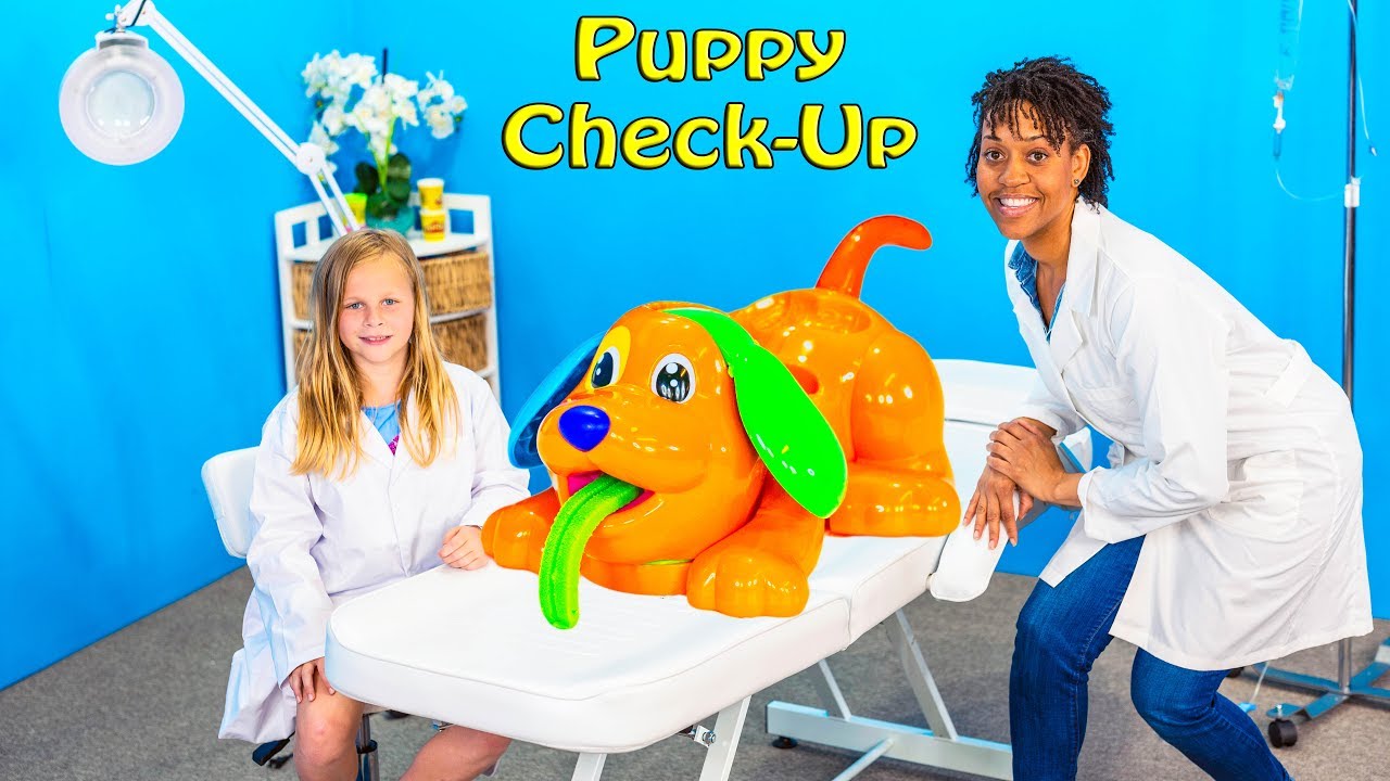 Assistant Plays with Play Doh Dog Check Up Doctor Video