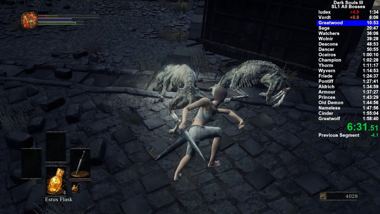 Dark Souls 3 SL1 All Bosses Speedrun 1:53:49