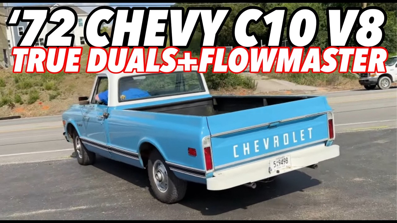 1972 Chevy C10 (350) V8 с настоящим двойным выхлопом и Flowmaster Super 44!