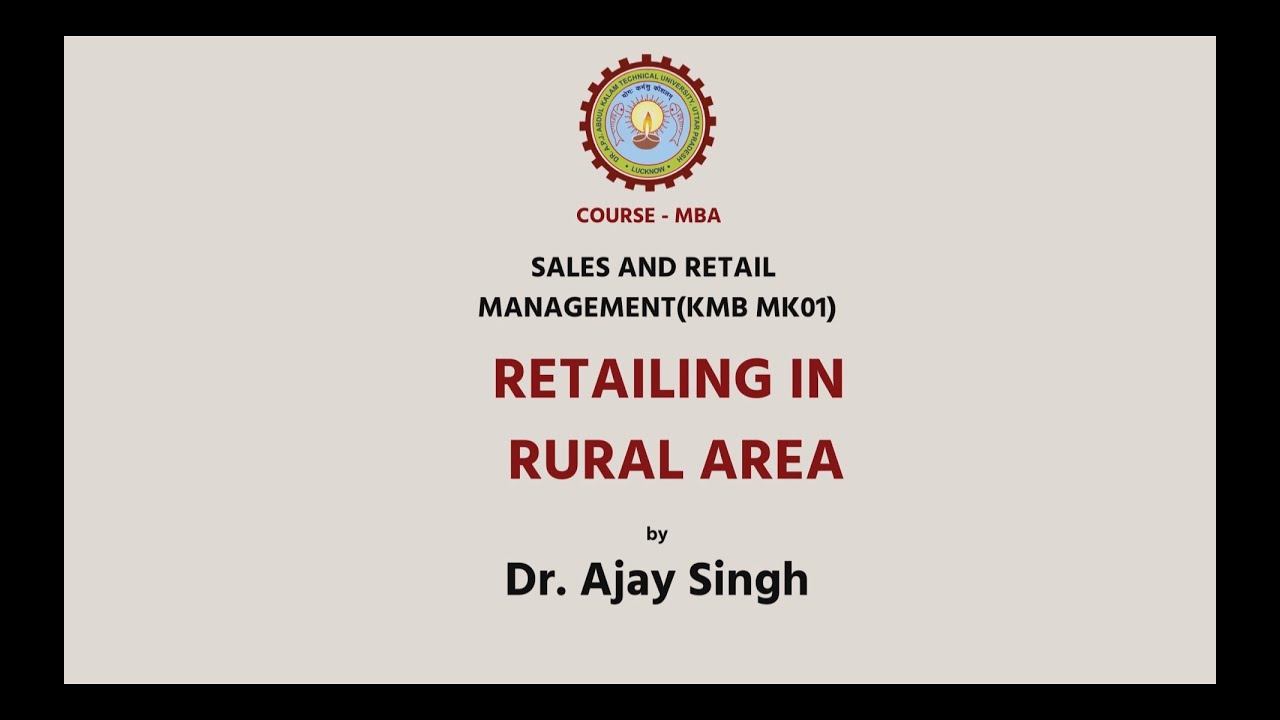 Sales and Retail Management | Retailing in Rural Area| AKTU Digital Education
