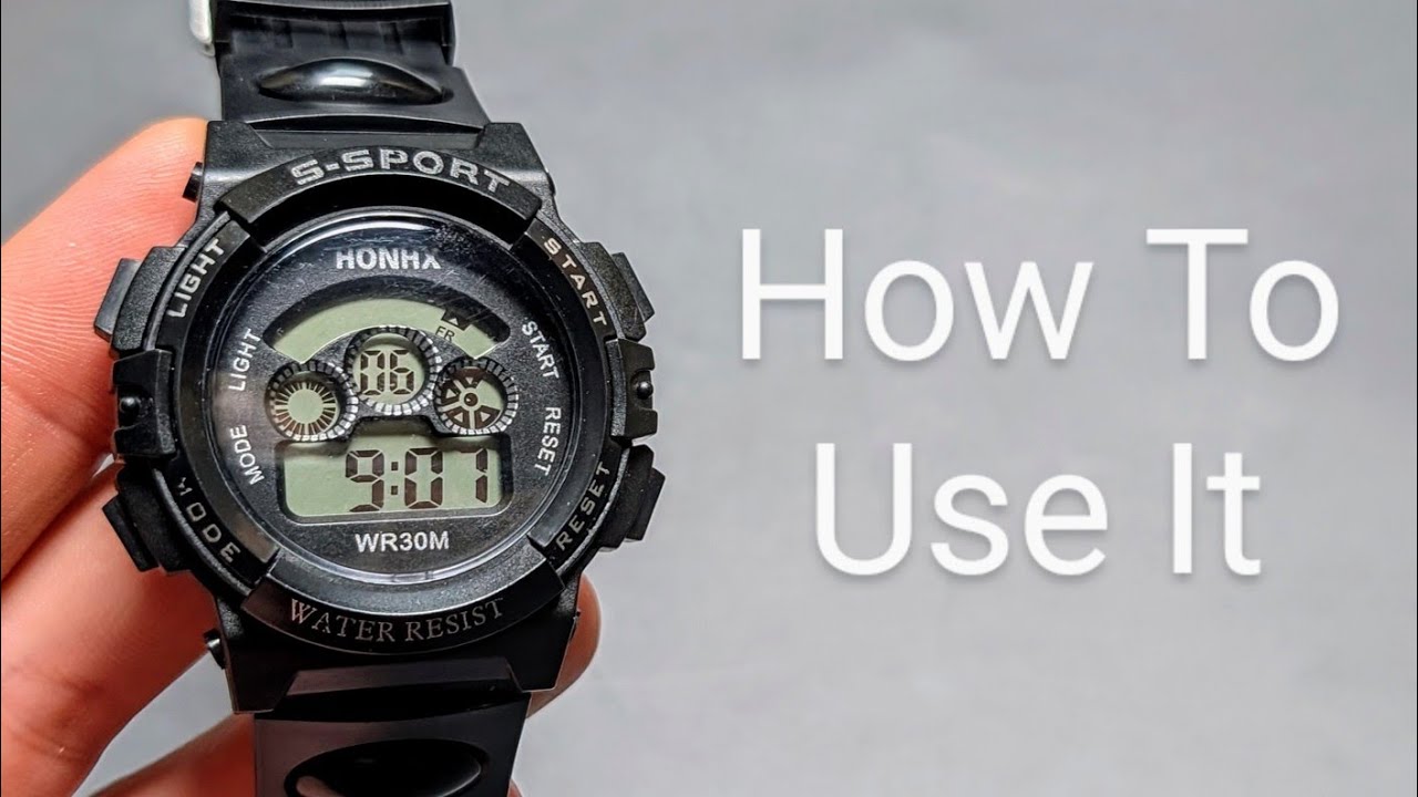 How to Use Digital Sport Watch - R-Sport & S-Sport Honhx 4 Button Sports Watch Manual & Instructions