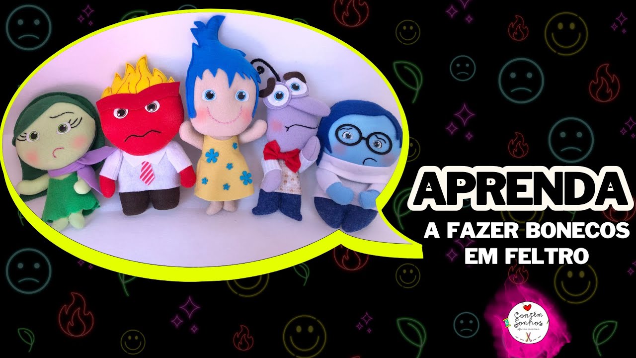 FAÇA E VENDA BONECA EM FELTRO ALEGRIA  DIVERTIDA MENTE