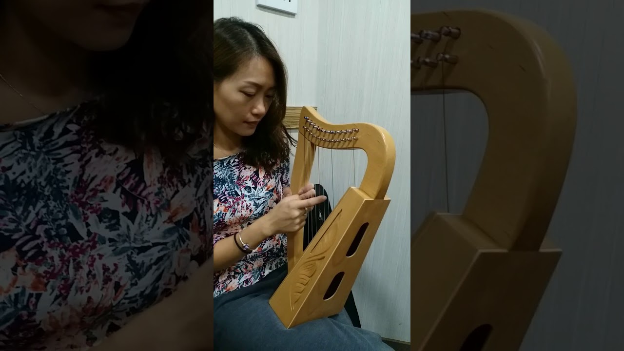 1st time play harp.😂😂😂 so funny!