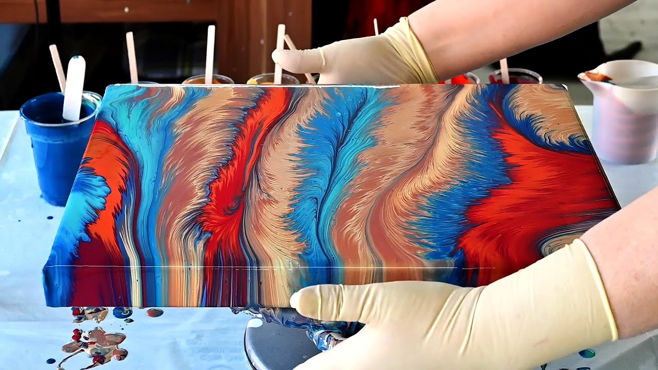 (919) NATIVE ~ Acrylic pour painting using 3 Chamber Split cup ~ Abstract painting ~ Fluid art