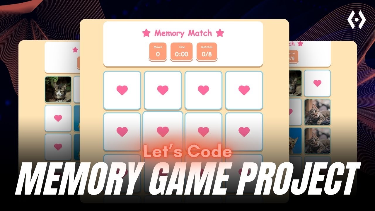 Memory Matching Game with Flip Animation | HTML CSS JavaScript Full Tutorial