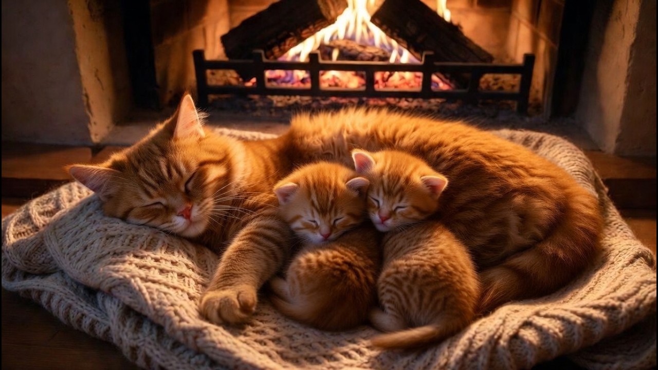 Cat Purring ASMR for Deep Sleep 💤 | Warm Campfire Sounds to Relax Your Mind
