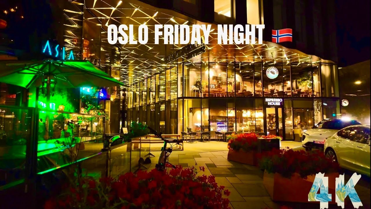 Oslo Night Walk 🇳🇴🌙 | Tjuvholmen, Aker Brygge & Nightlife Vibes ✨ | 4K City Tour