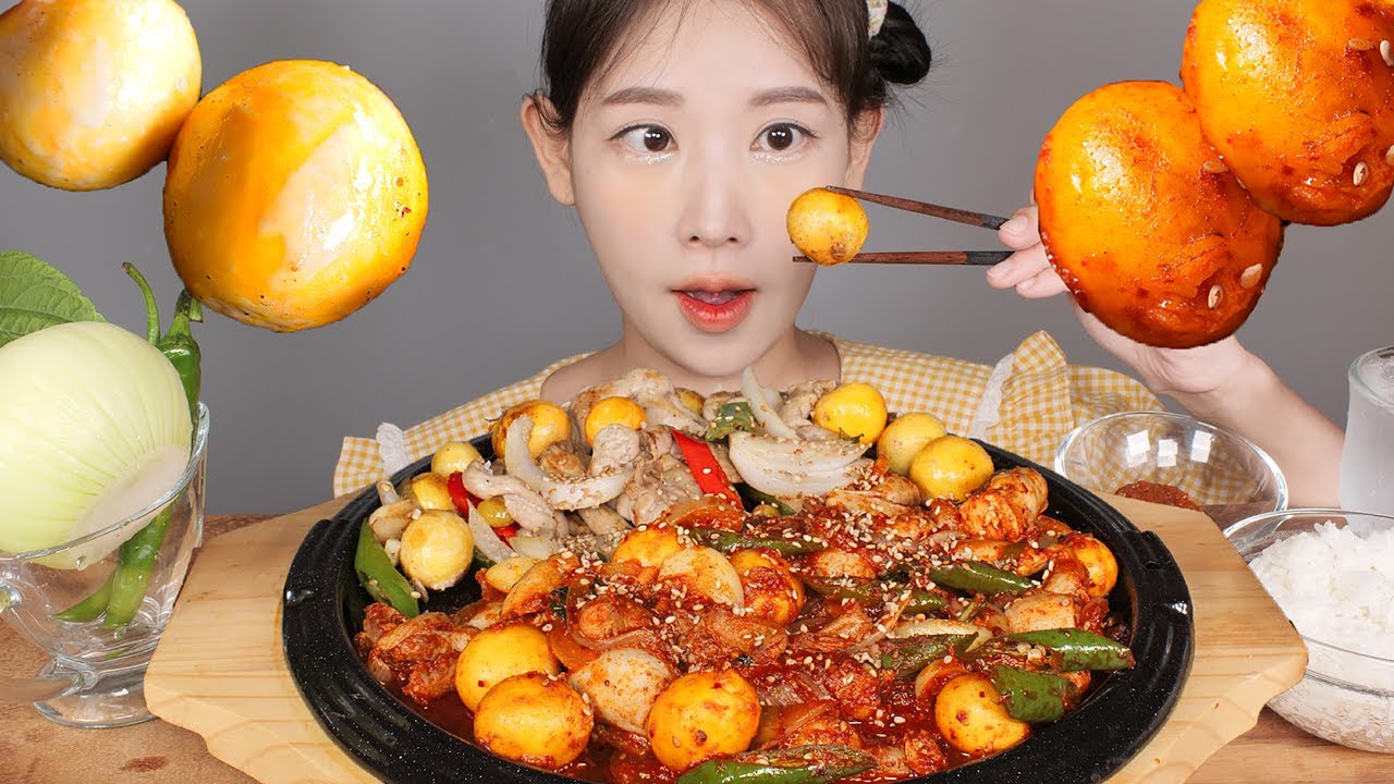 🐔R🏡 쫄깃탱글 닭알집 볶음 먹방 Stir-fried chicken intestines [eating show]mukbang korean food
