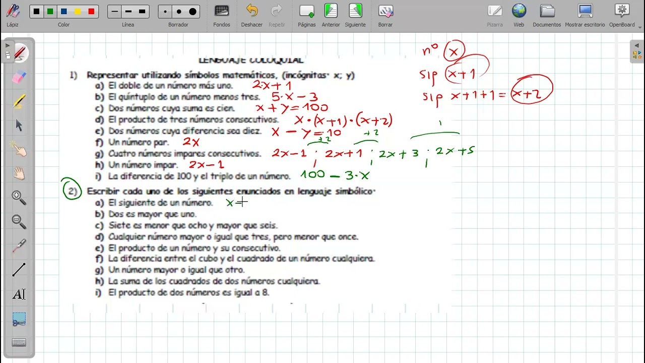 Traducir al lenguaje algebraico, lenguaje coloquial