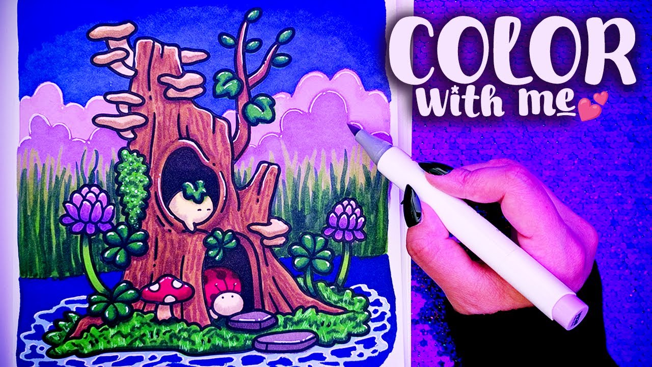 COLOR WITH ME 💜 OHUHU MARKERS + COCO WYO INTO GARDENS 🎨 NO TALKING #asmrcoloring