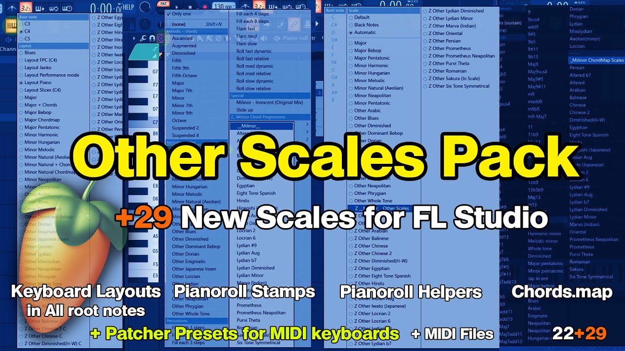 Other Scales Pack for FL Studio (29 New Scales, 4in1 + Patcher Presets & MIDI files)