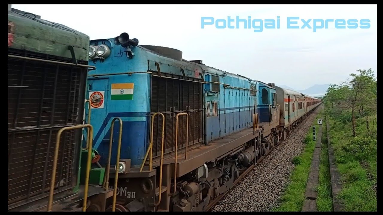 Colourful ALCO's TNP livery GOC wdm3a - Pothigai Express train at high speed action.....