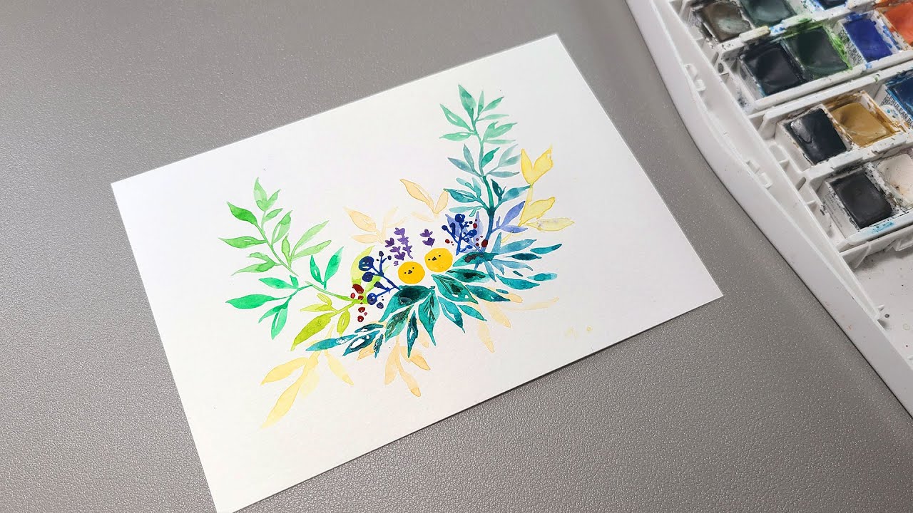 Spring, excitement of green! cute character, watercolor illustration