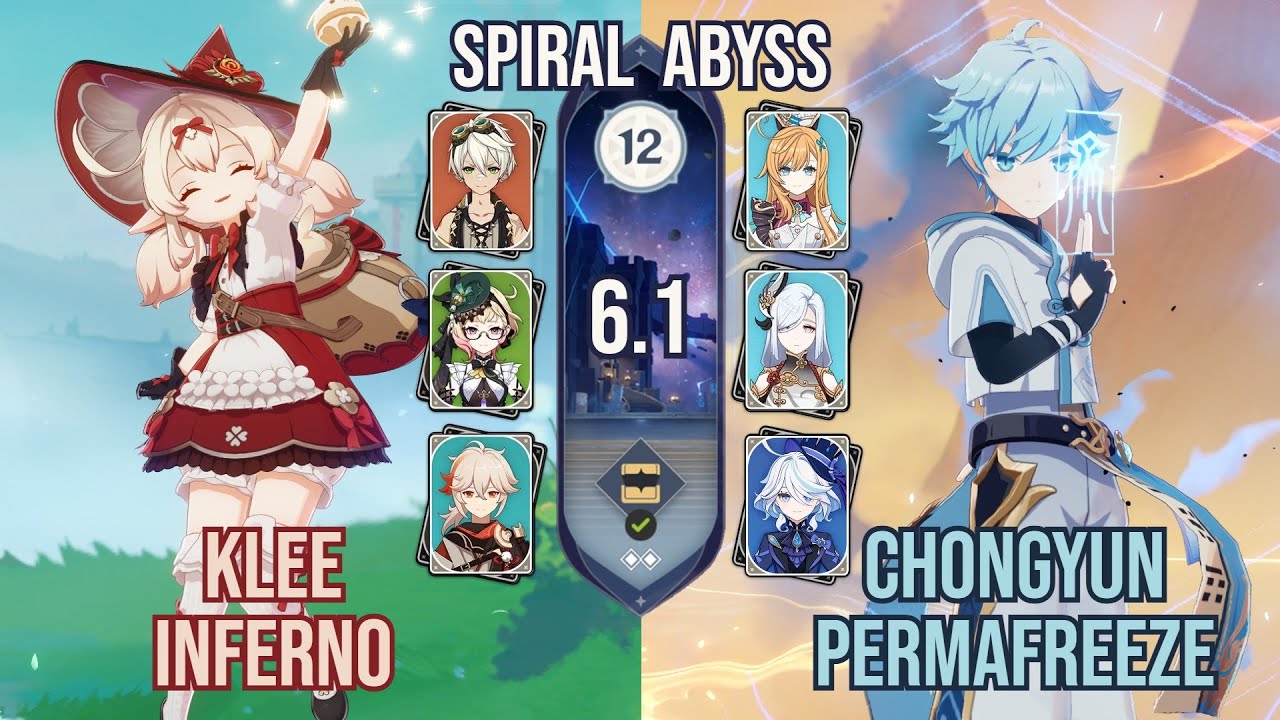 (Pre-Buffs) Klee Inferno x Chongyun Permafreeze | Spiral Abyss 6.1 | Genshin Impact