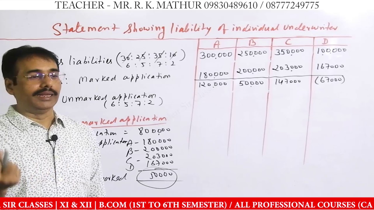 Firm Underwriting Solved Sums | Underwriting of Shares Solved Sums | Mathur Sir Classes