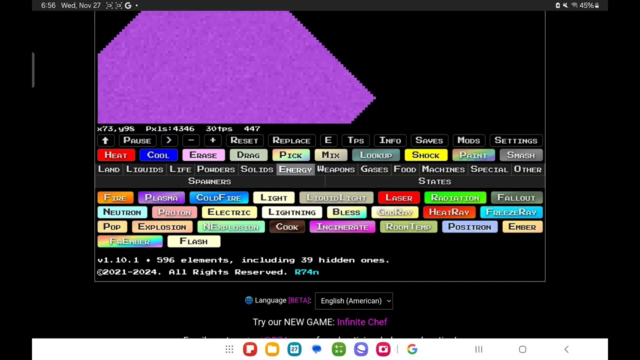 how to get horizontal in sandboxels