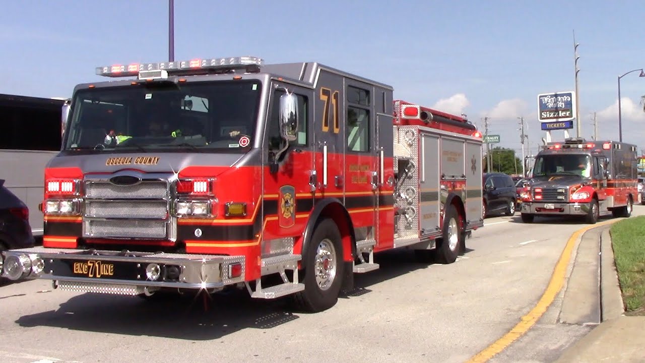 Osceola County Fire Rescue Engine 71 And Rescue Spare F Responding 7-6-19