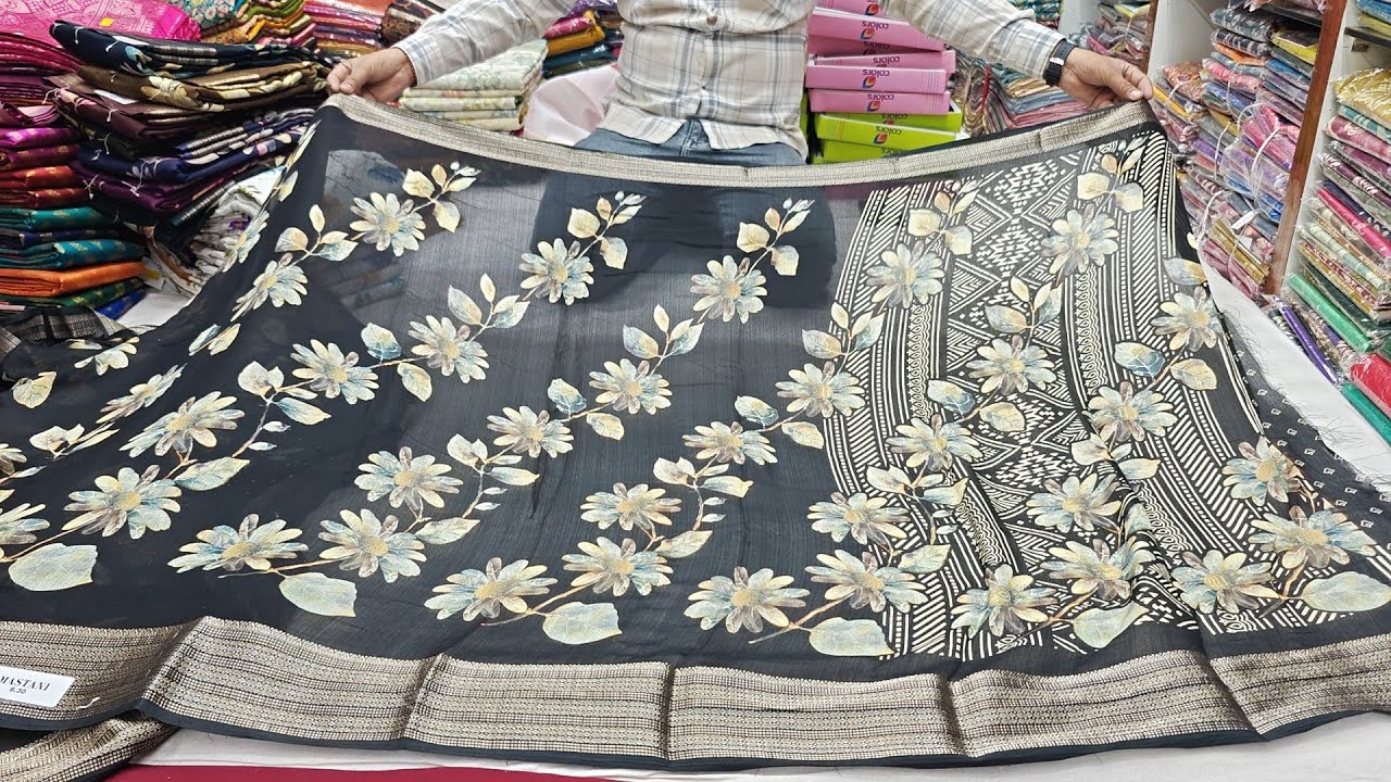 Chickpet Bangalore Wholesale Lightweight Sarees/Single Saree Courier AVL/Partywear Sarees/Shopping