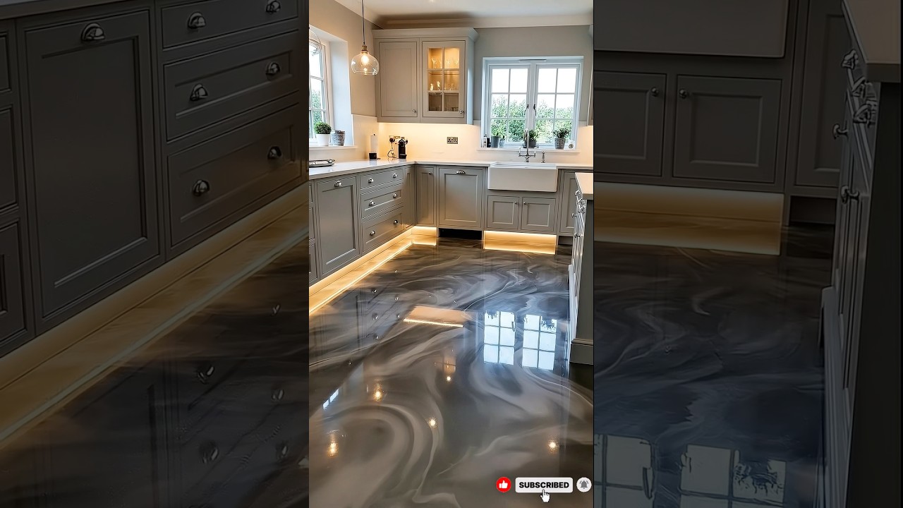 Luxury Kitchen Floor Transformation ✨ Metallic Epoxy Magic 