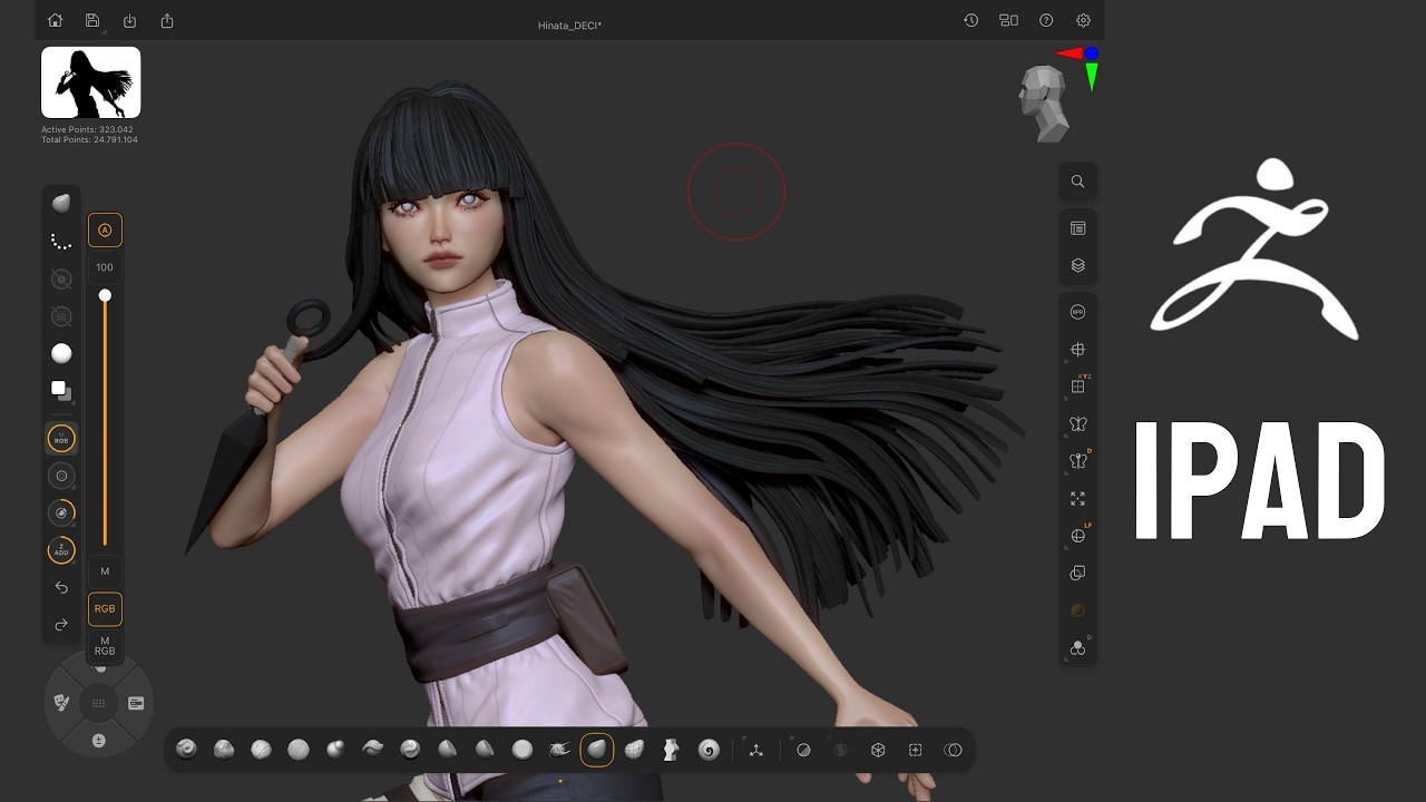 Sculpting Hinata Hyuga in ZBrush iPad 