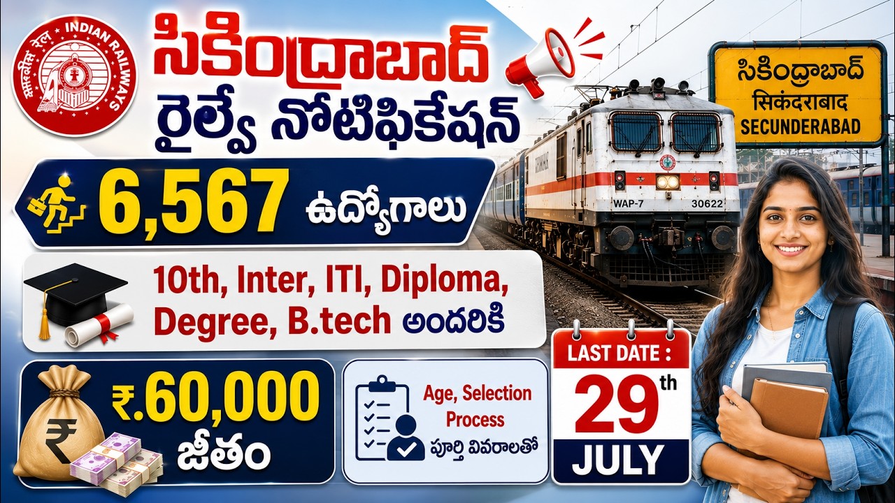 సికింద్రాబాద్ రైల్వే నోటిఫికేషన్ | 60,000 జీతం | Govt Jobs | Railway RRB Technician Recruitment 2026