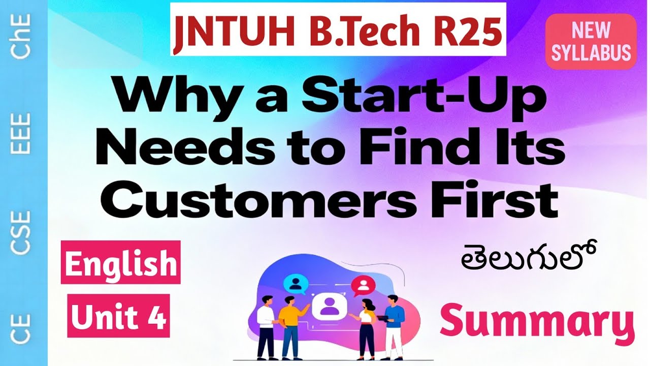 Why a StartUp Needs to Find its Customers First Summary in telugu I JNTUH R25 B.Tech English
