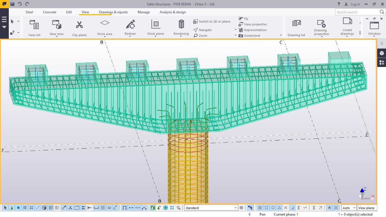 Армирование опор моста в TEKLA STRUCTURES 2016
