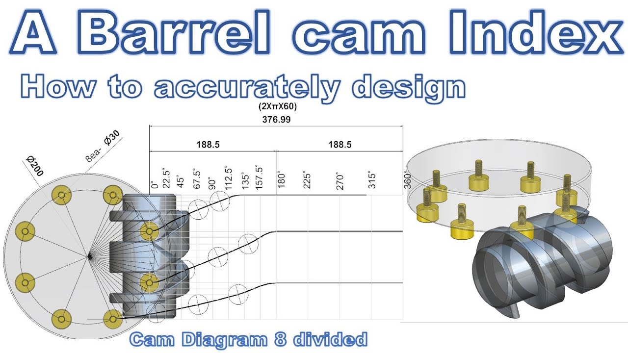 Siemens NX CAD;How to design a barrel cam Index driver; 8분할 원통 캠 인덱스 기구 장치 정확히 설계하기