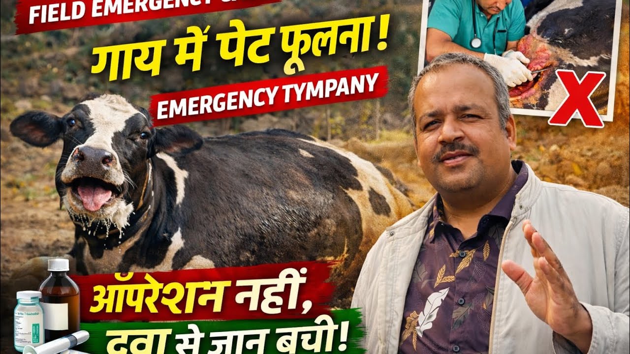 गाय में अचानक पेट फूलना (अफ़रा)(Tympany bloat) | ऑपरेशन से पहले दवा से इलाज |