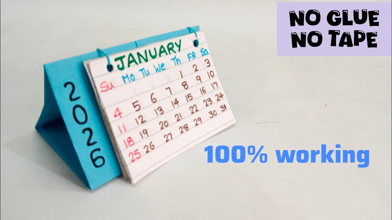 No glue no tape Paper Crafts || 2026 Calendar Making || Happy New Year|| 📆 2026 diy