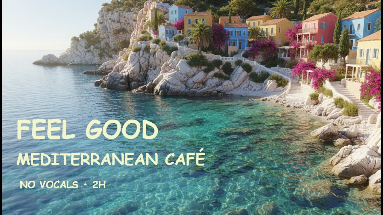 Feel-Good Mediterranean Café ☕🌊 (No Vocals) | Relaxing Background Music — 2 Hours 기분 좋아지는 지중해 카페 ☕🌊