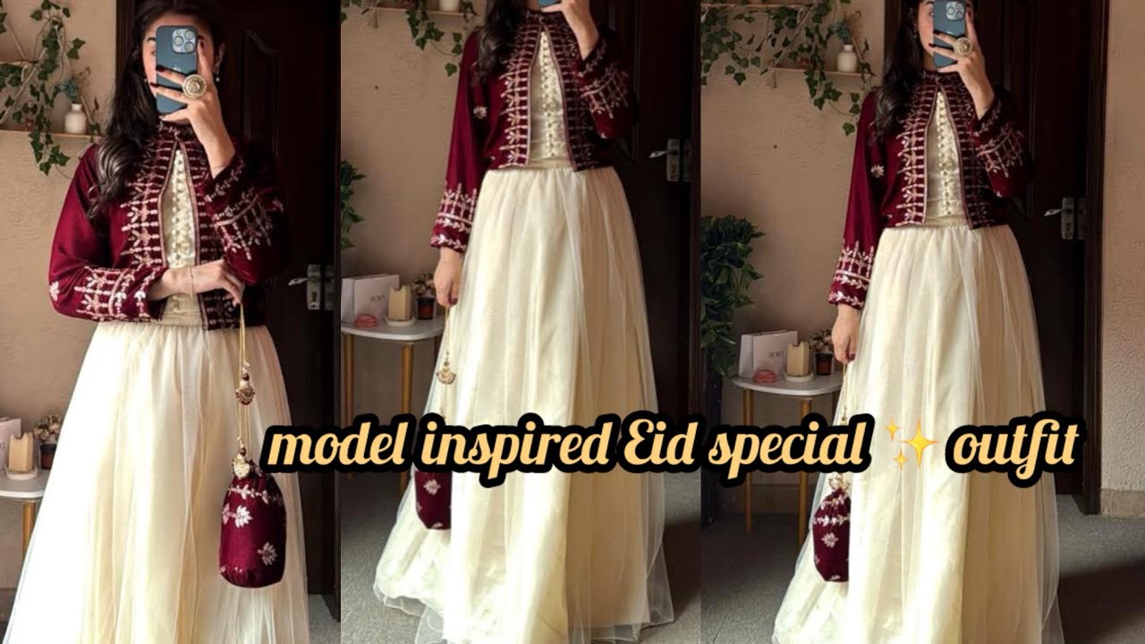 model inspired outfit✨ special for eid gown with jecket/dress/cutting and stitching