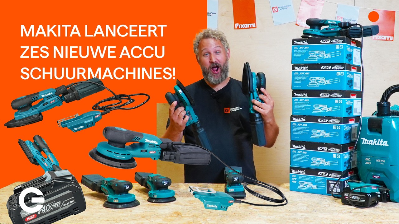 NIEUW! Makita schuurmachine 40V XGT demo. 6 GLOEDNIEUWE Makita accu schuurmachines