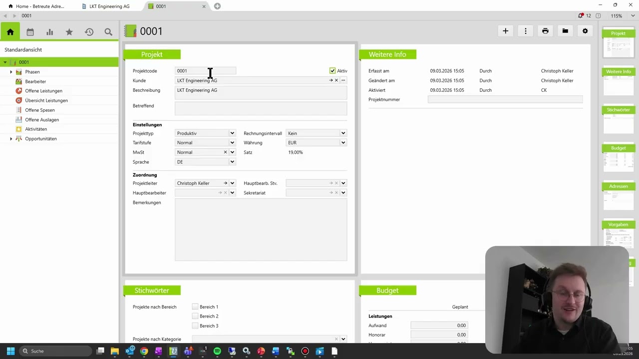 Vertec CRM & ERP Tutorial Demo – Projekte anlegen, Leistungen erfassen und korrekt abrechnen