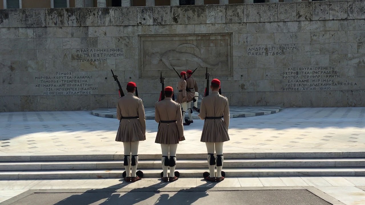Athens Changing of the Guard at Syntagma Square in front of the Hellenic parliament building.
