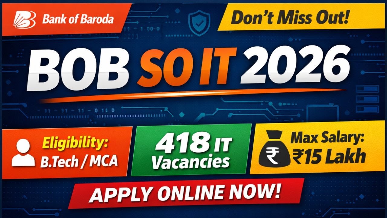 BOB IT Recruitment 2026 | Full Stack Developer, AI Engineer | 418 Vacancies | How to Apply
