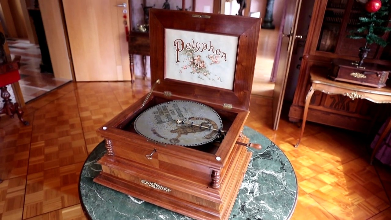 orig. Polyphon Spieluhr+ 11 x 40cm Platten music box Kalliope Symphonion antik