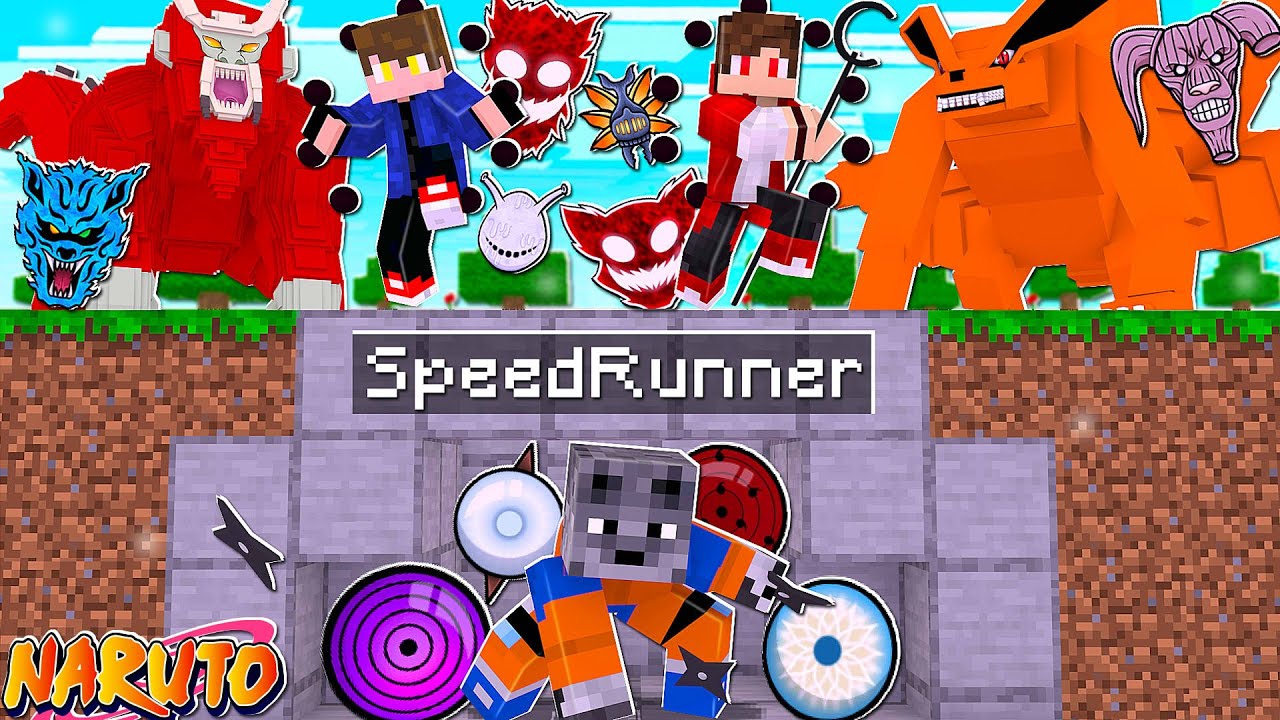 Minecraft Naruto Manhunt (1 Speedrunner VS 2 Caçadores) Pela Primeira Vez em Naruto Mod