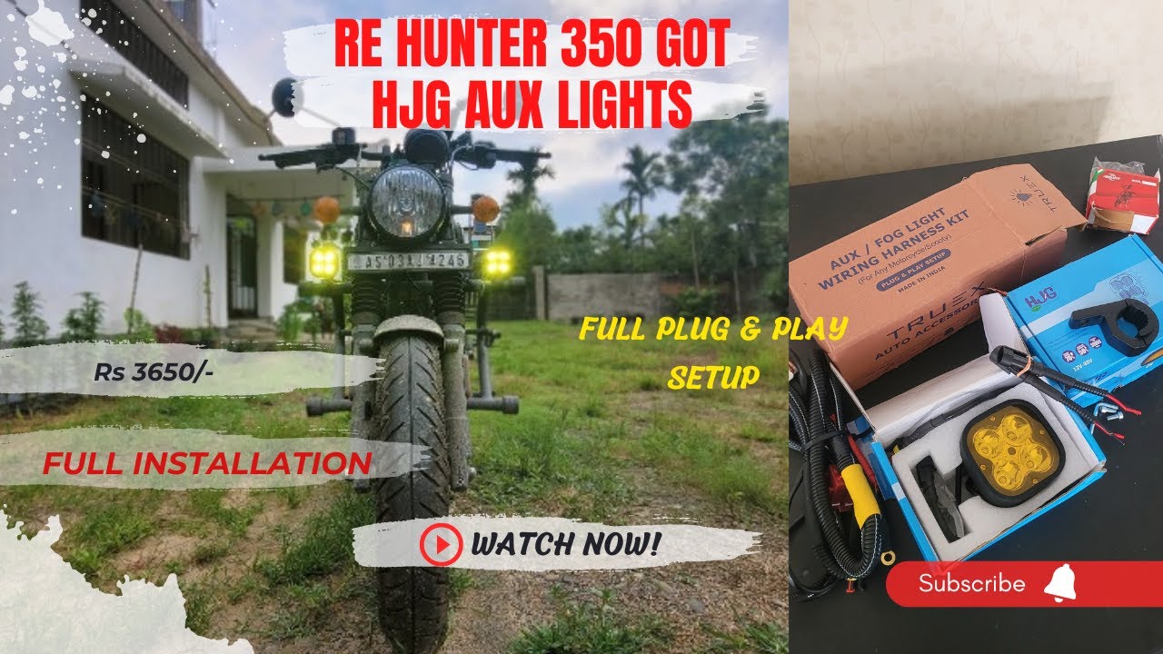 RE Hunter 350 got AUX/Fog lights | HJG lights with wiring harness | Plug and Play setup