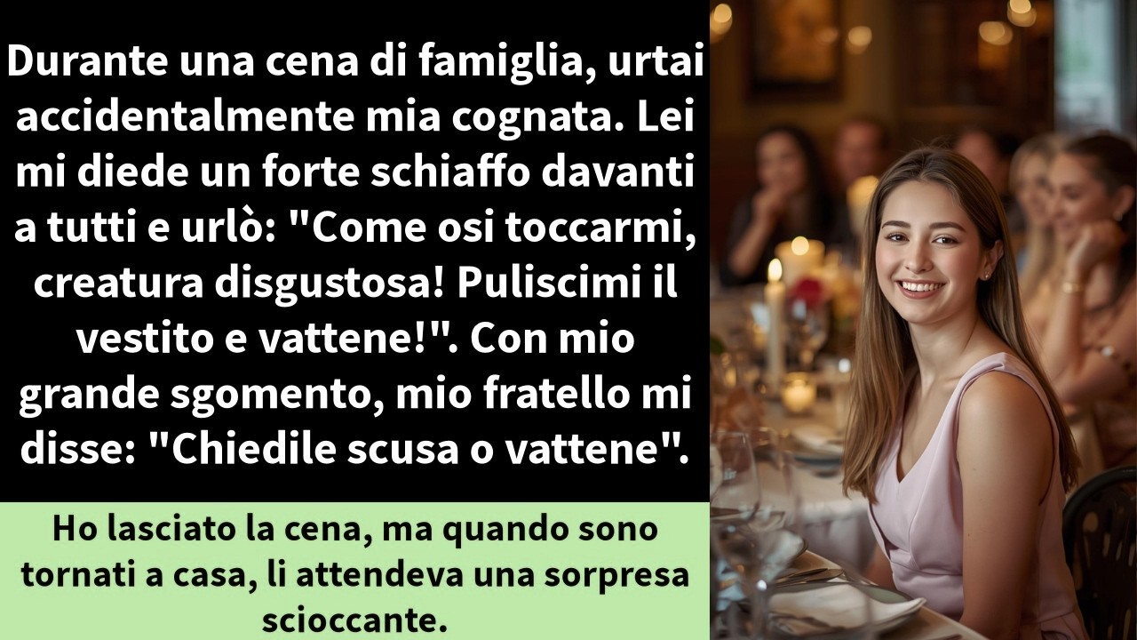 Durante una cena di famiglia, urtai accidentalmente mia cognata  Lei mi diede un forte schiaffo
