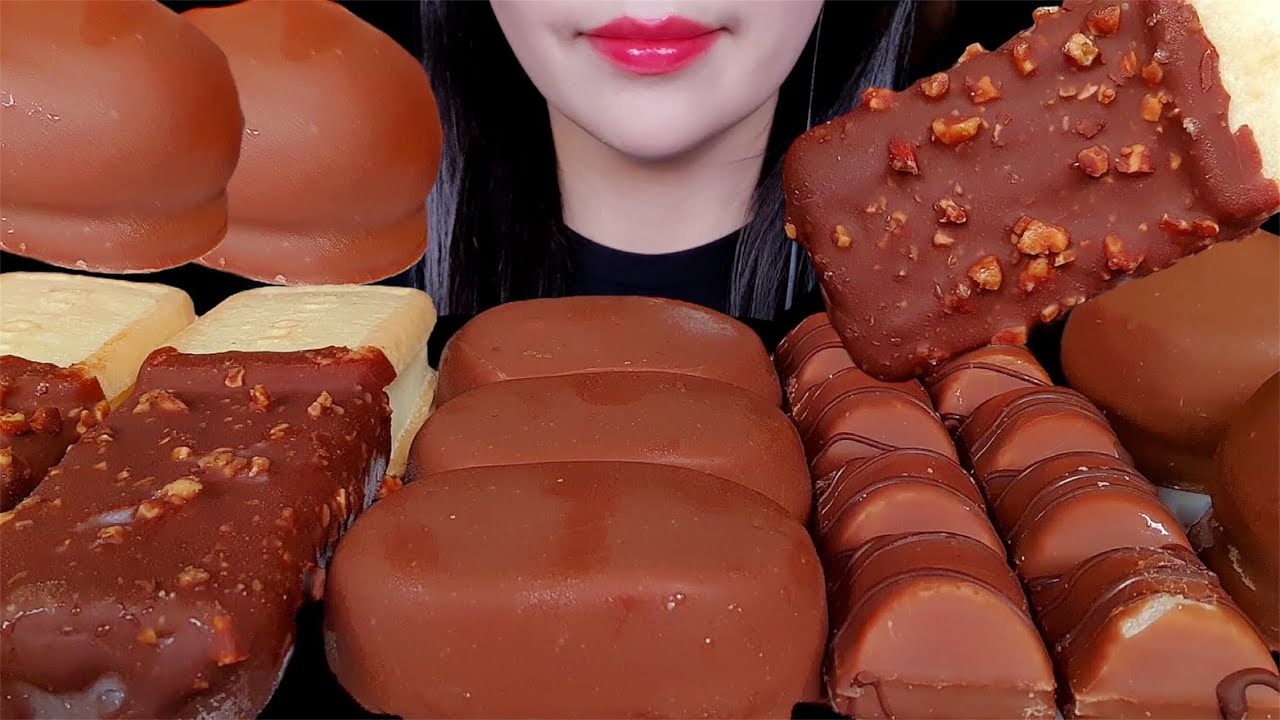 Шоколадная вечеринка 🍫 Шоколад десерт Мукбанг ASMR мороженое Зефир шоу поедания Хрустящие звуки еды