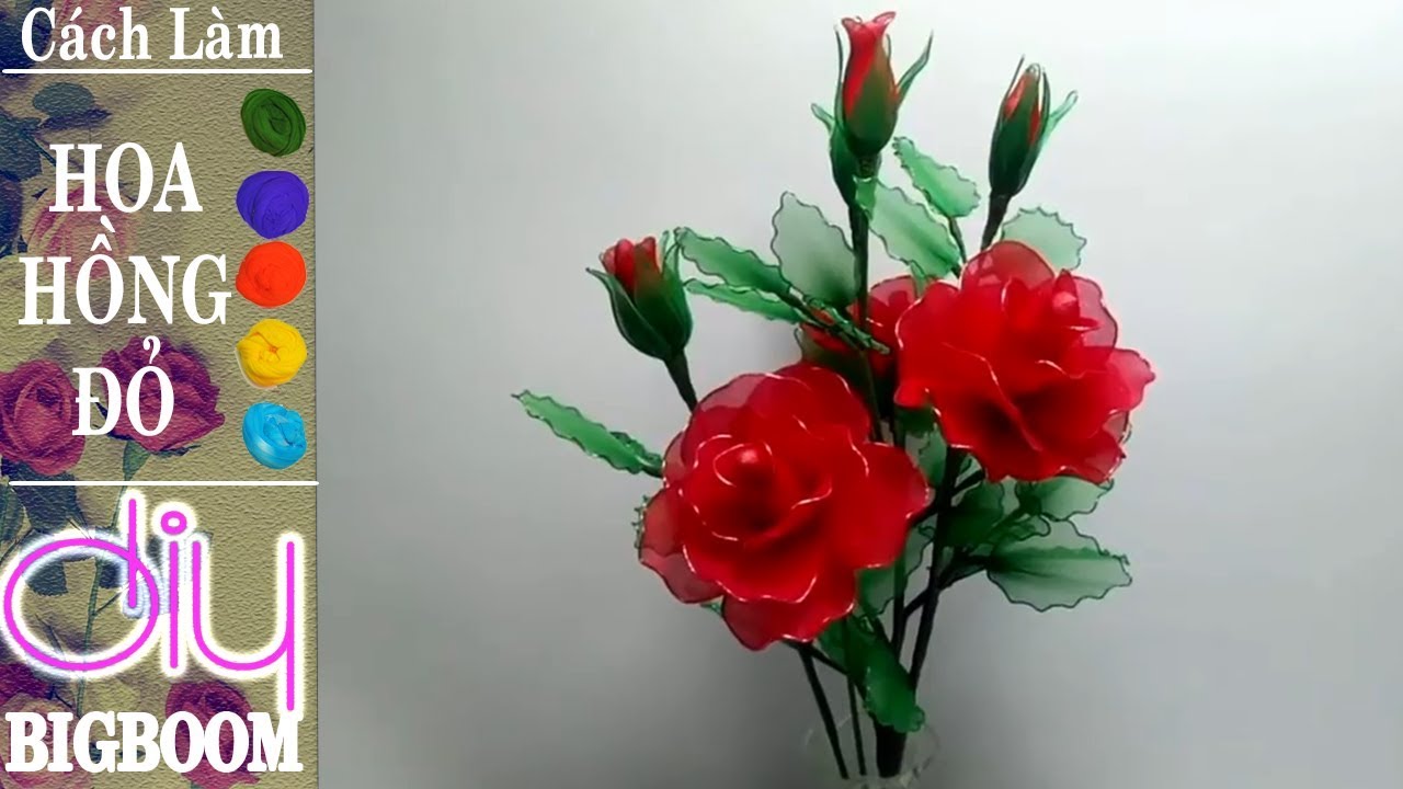 Hướng dẫn cách tự làm Hoa Hồng bằng vải voan cực đẹp | DBB-VN