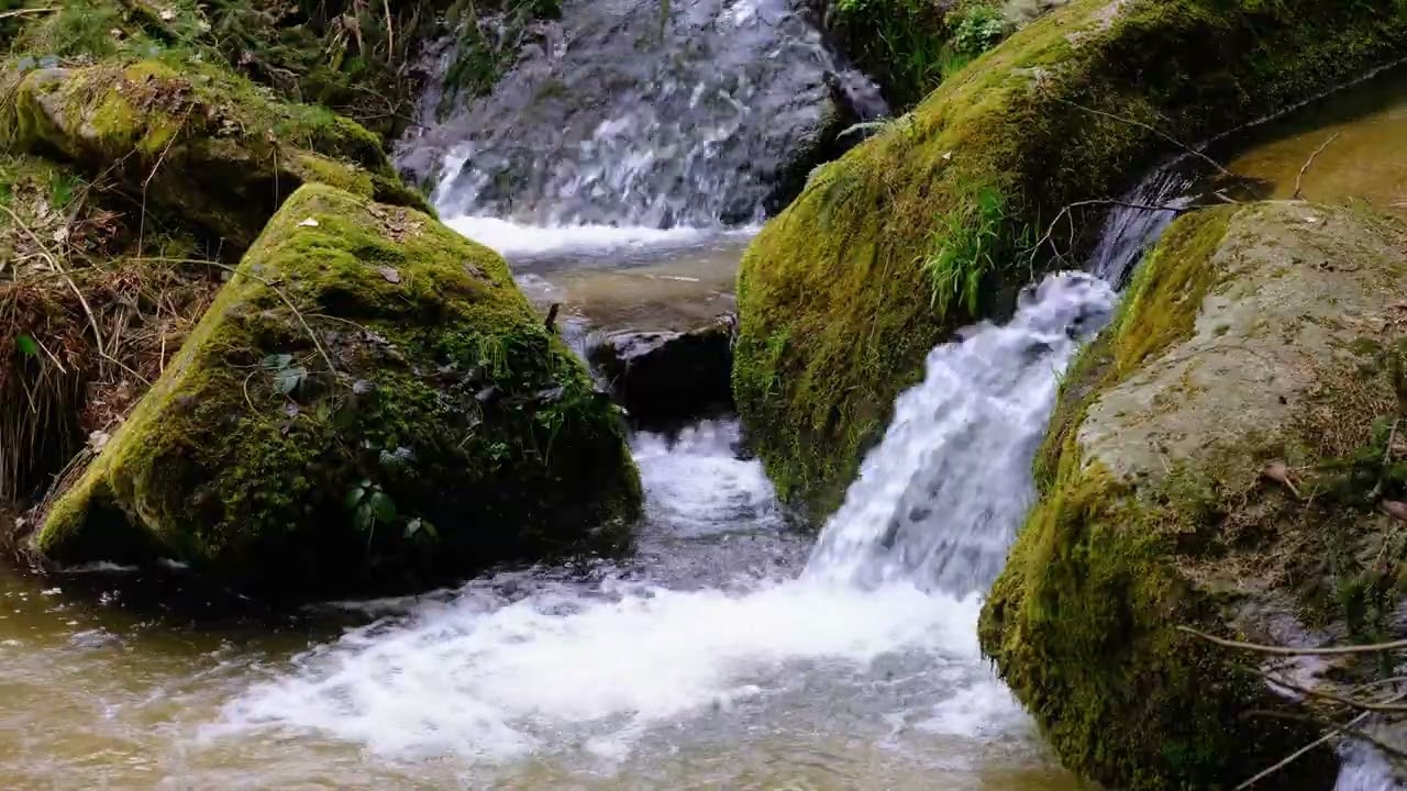 Flow Rocks Water Fluent Stones 4K - Free HD Stock Footage - ( No Copyright ) Flow Rocks Water