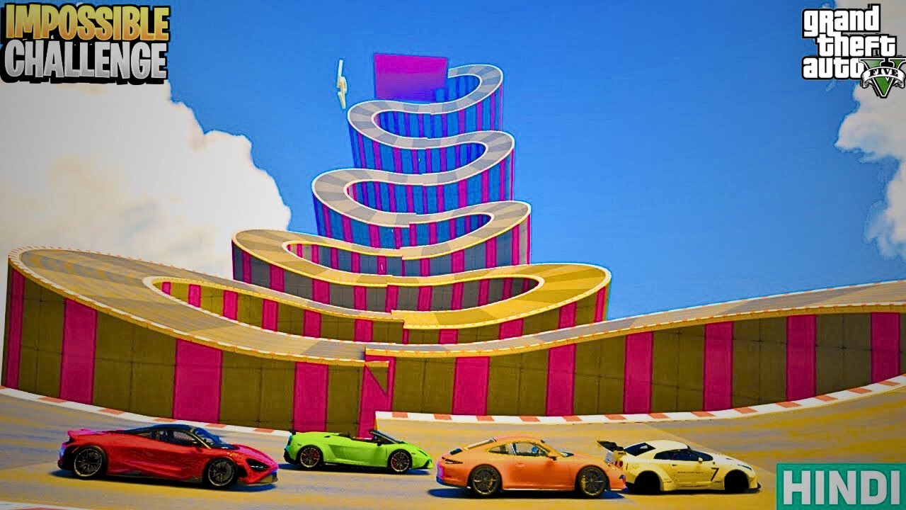 GTA 5 : IMPOSSIBLE STUNT CHALLENGE EVER With SUPER CARS In GTA 5 ! HINDI